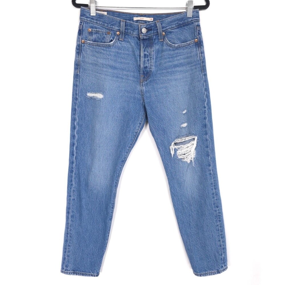 Levi’s PREMIUM Wedgie Fit High Rise Button Fly Distressed Jeans W29 Denim 29 Reg